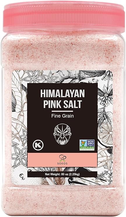 Himalayan Pink Salt, Fine Grain, 80oz (5 Pound), Non-GMO Himalayan Salt, Kosher Salt, Pink Himalayan Sea Salt Fine